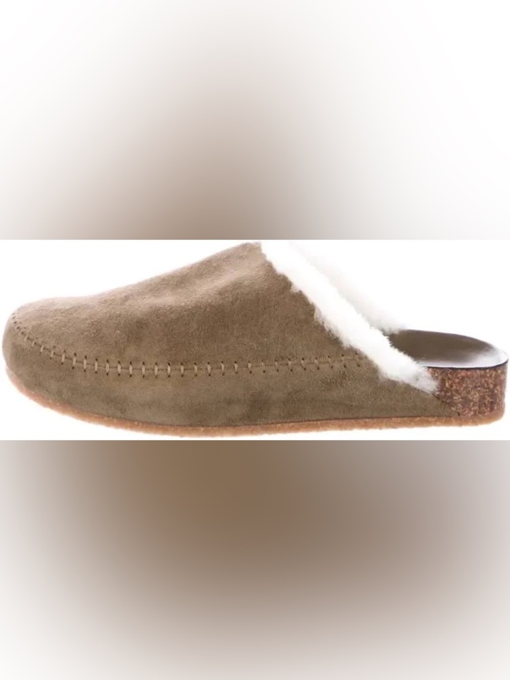 Jenni Kayne Taupe Suede Shearling-Lined Moc Clog